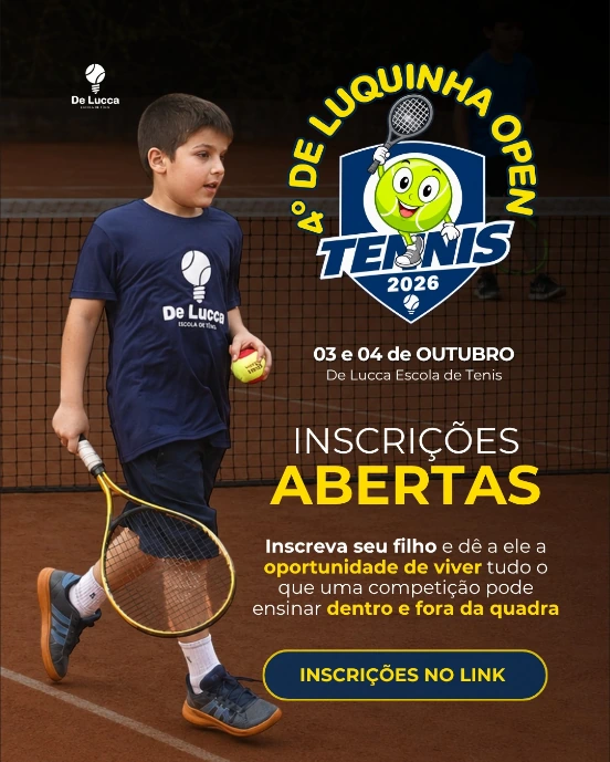 4º De Luquinha Open — 03 e 04 de outubro de 2026, na De Lucca Escola de Tênis